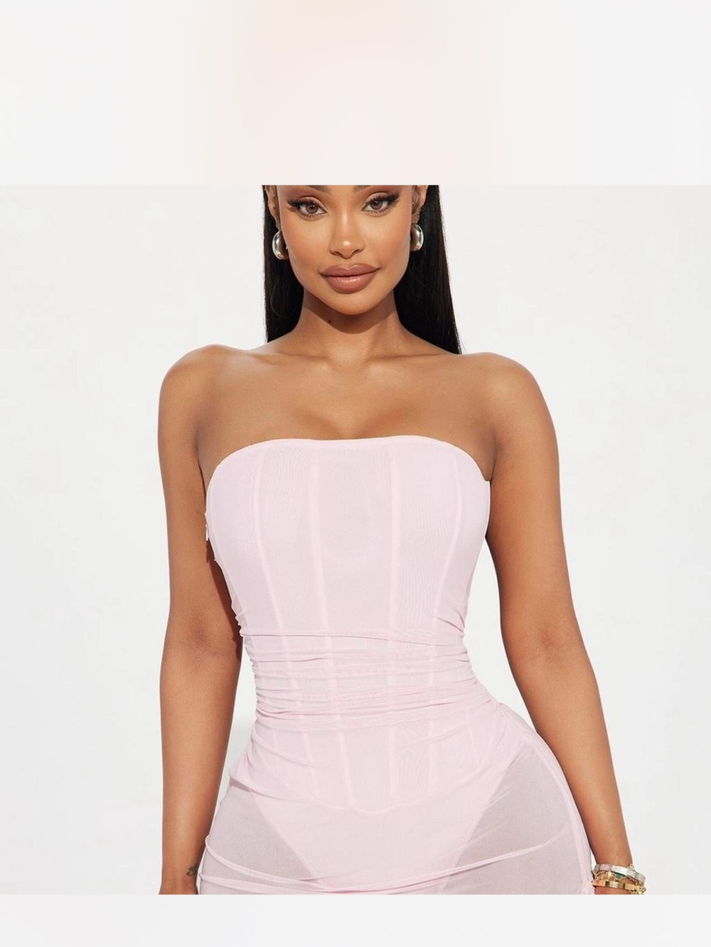 Fashion Nova Strapless Light Pink Ruched Mini Dress - Picture 3 of 3